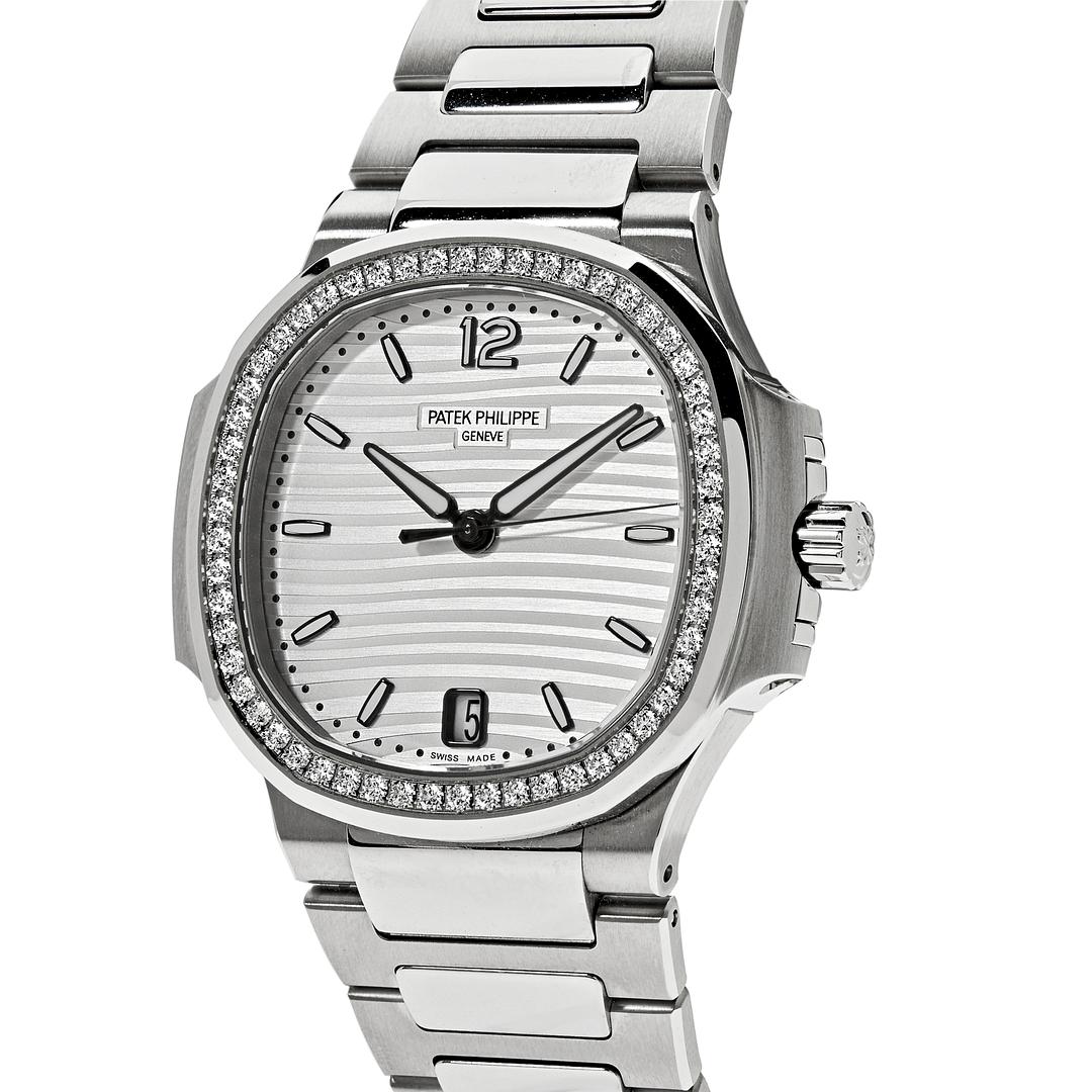 Patek Philippe Ladies Diamond Nautilus Stainless Steel White Dial Diamond Bezel 7118/1200A-010