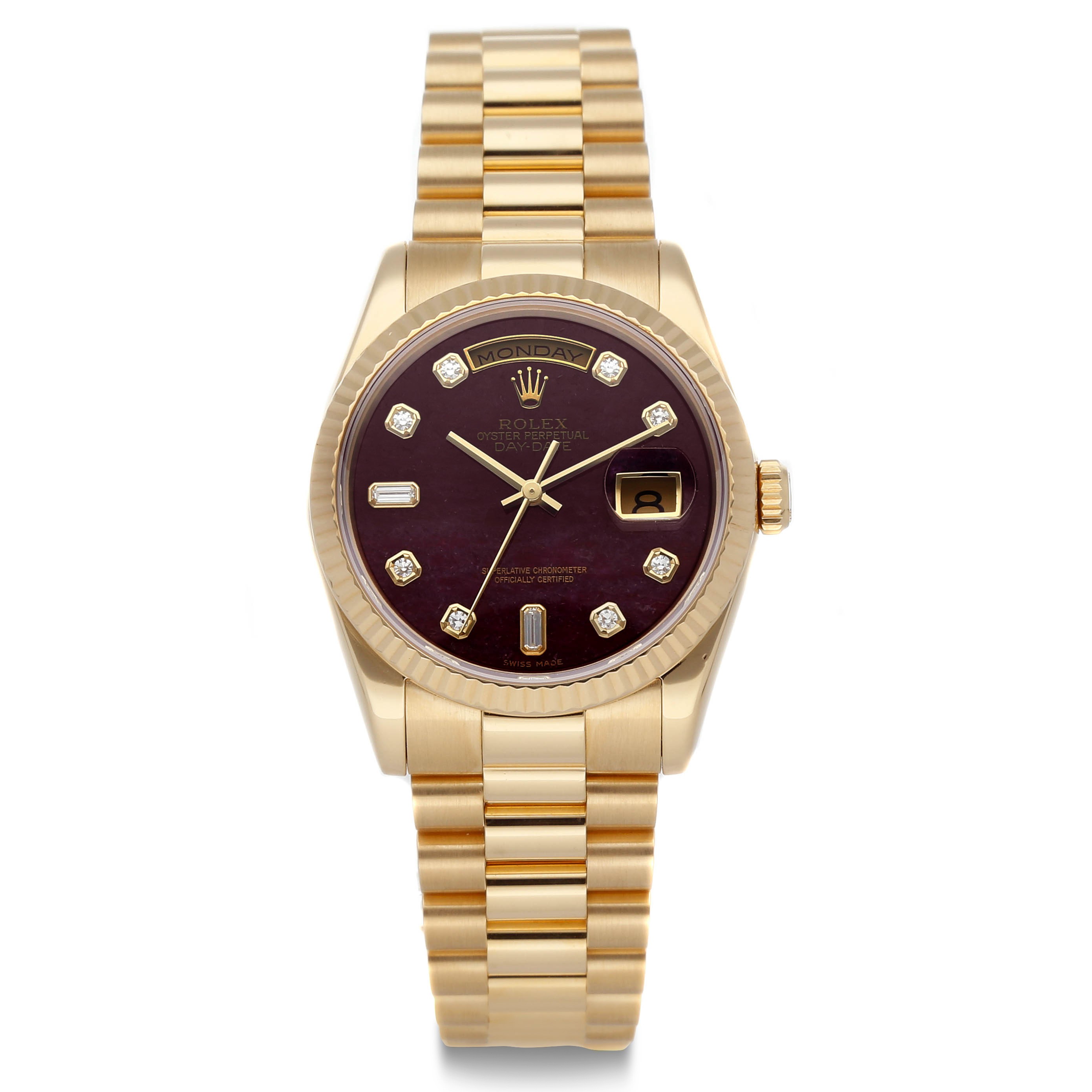 ROLEX DAY-DATE RUBELLITE & DIAMOND DIAL GOLD REF. 118238