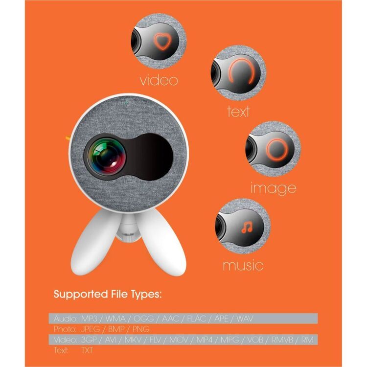 Portable HD LED Projector with Soft Screen White