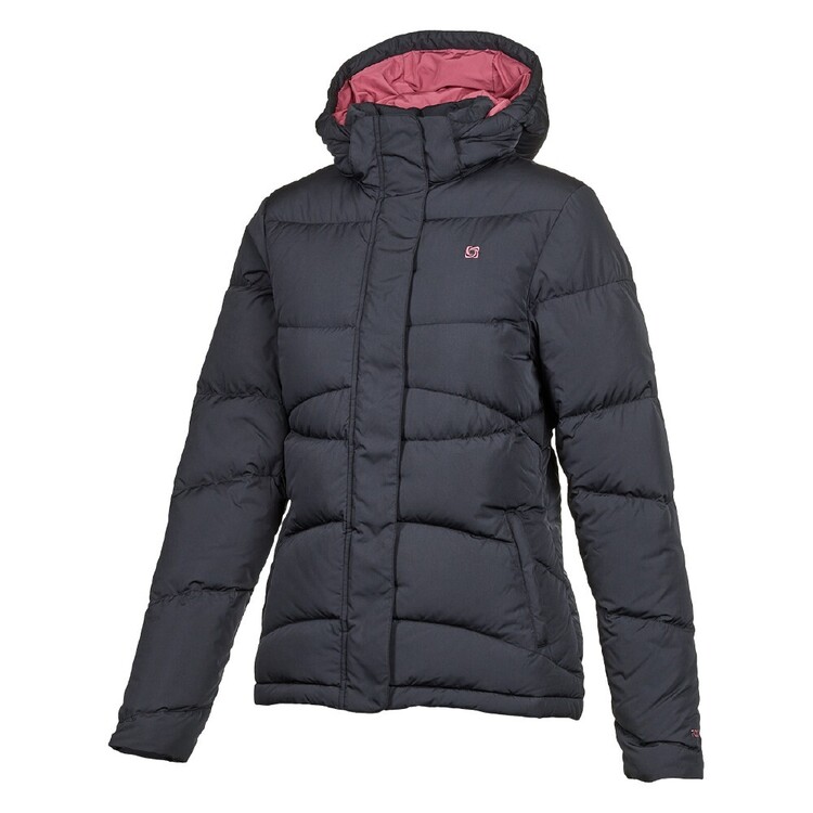 Gondwana Women's Berowra Hooded Puffer Jacket Black / Cherry Lining