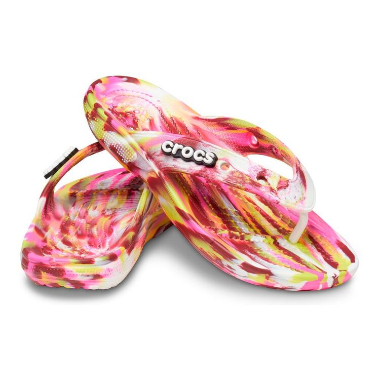 Crocs Classic Marbled Flip Thongs Electric Pink & Multicoloured