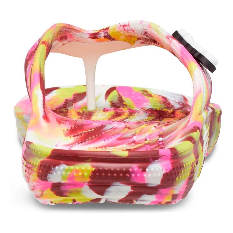 Crocs Classic Marbled Flip Thongs Electric Pink & Multicoloured