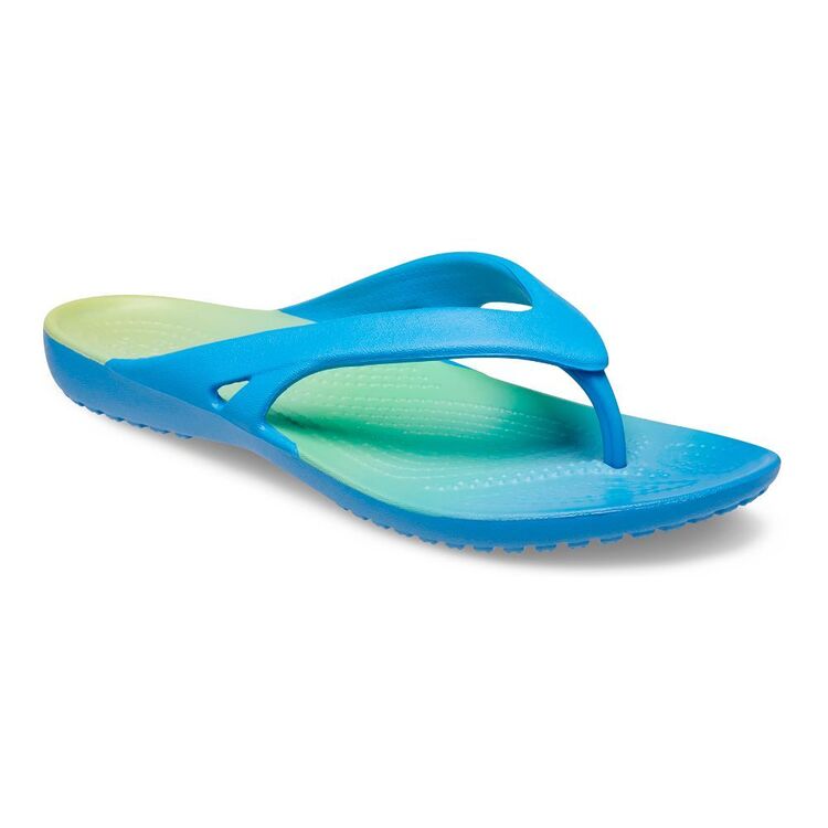 Crocs Women's Kadee II Seasonal Graphic Flip Thongs Powder Blue & Multicoloured