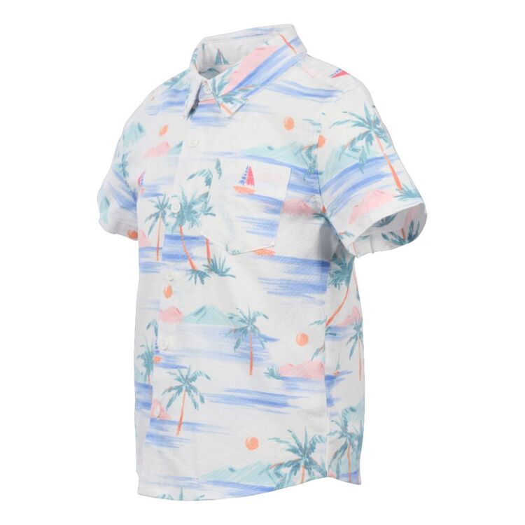 Cape Kids Boys Palm Tree Short Sleeve Shirt White Palm Tree