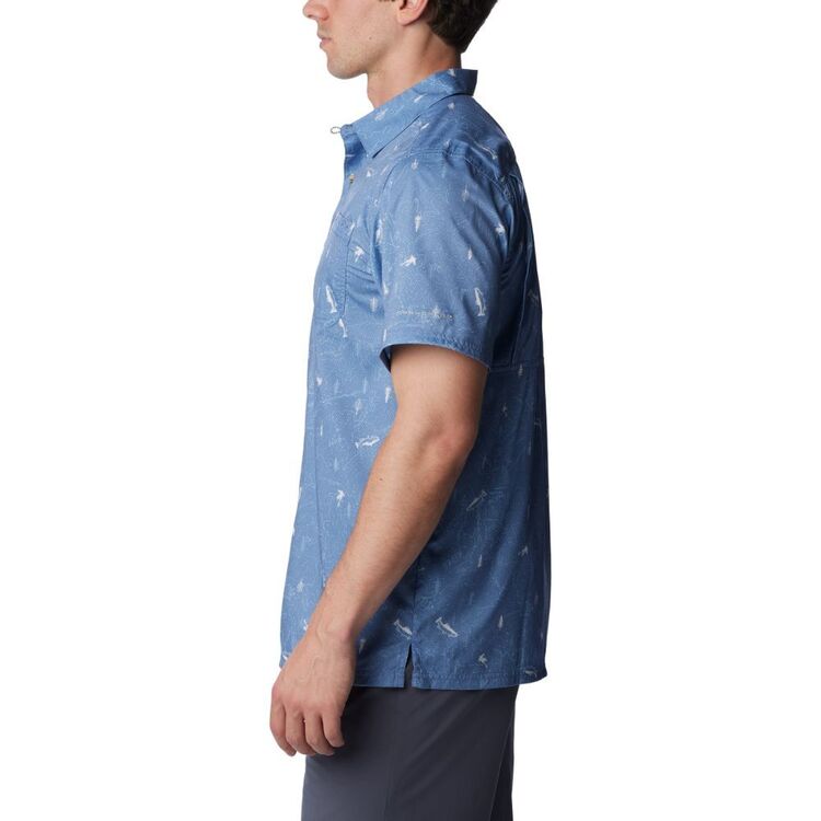 Columbia Men's Slack Tide Camp PFG Shirt Bluestone Trout