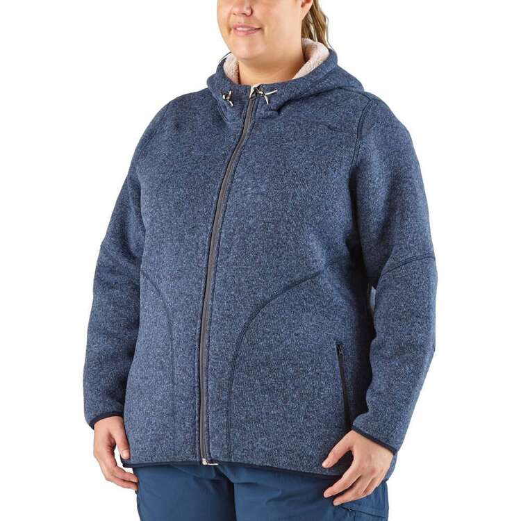 Gondwana Women's Domino Sherpa Lined Fleece Jacket Plus Size Navy Marle