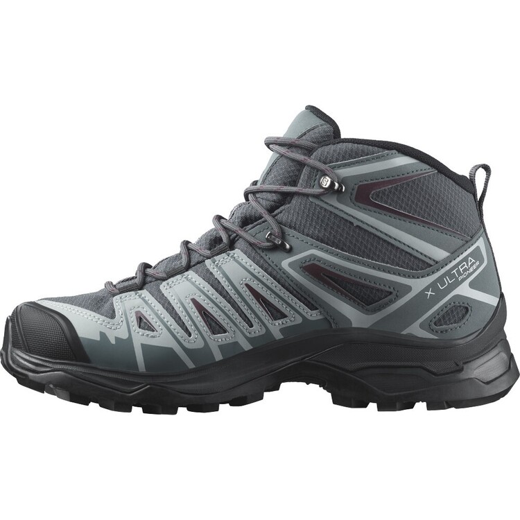 Salomon Women's X Ultra Pioneer Gore-Tex Mid Hiking Boots Ebony, Stormy Weather & Wine