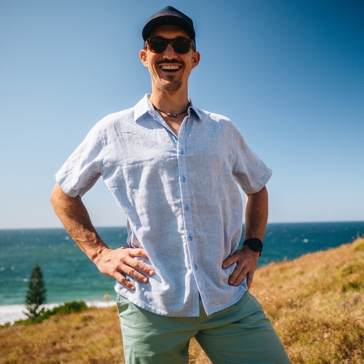 Mountain Designs Men's Zanzibar Short Sleeve Shirt Blue