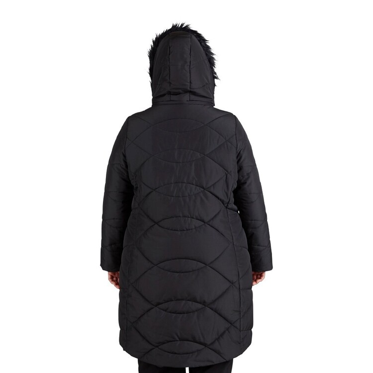Cape Women's Harriet Long Line Plus Size Puffer Jacket Black