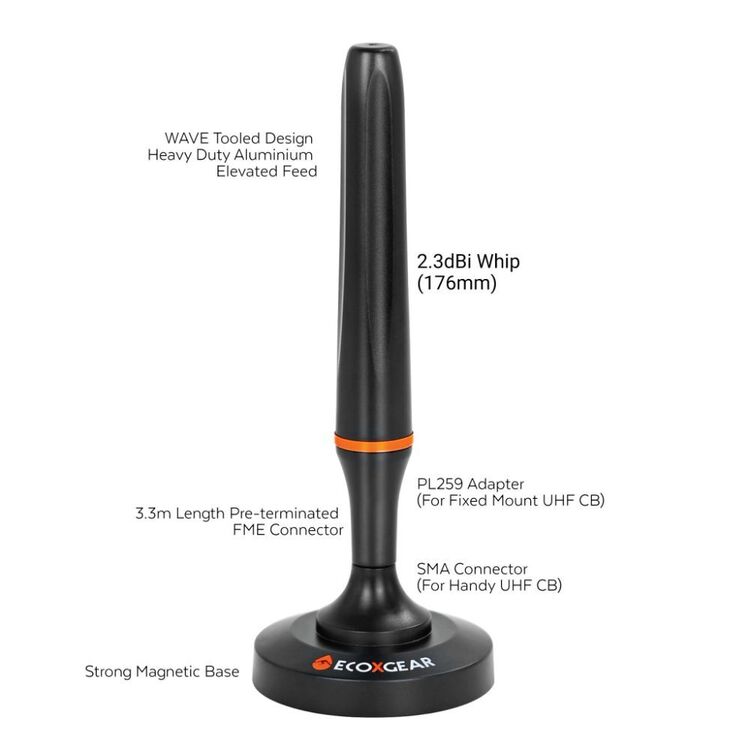 Ecoxgear 176mm Portable Magnetic Antenna 2.3dBi Kit