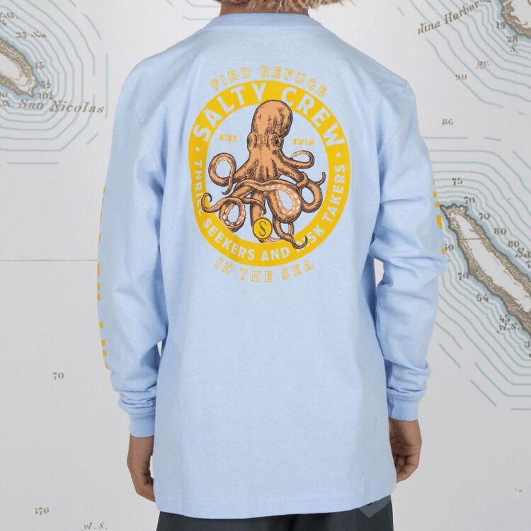 Salty Crew Deep Reach Long Sleeve Boys Tee Light Blue