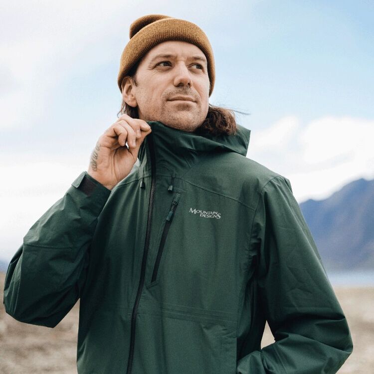 Mountain Designs Men's Stratus Rain Jacket Trekking Green