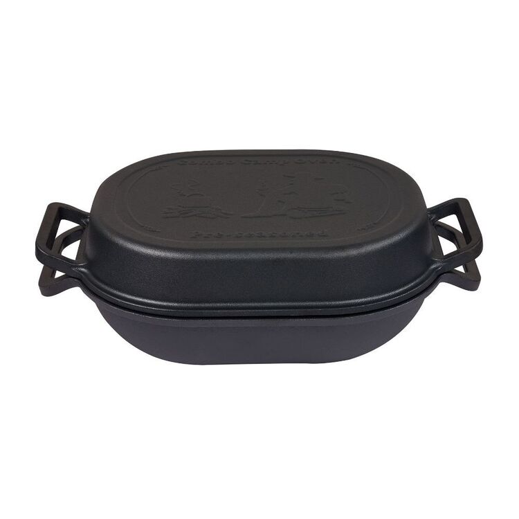 Campfire Cast Iron Oval Camp Oven 2 Piece Set Black