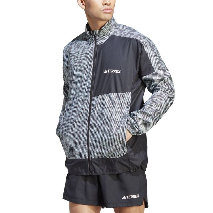 adidas Men's Terrex Run Wind Jacket Silver & Black