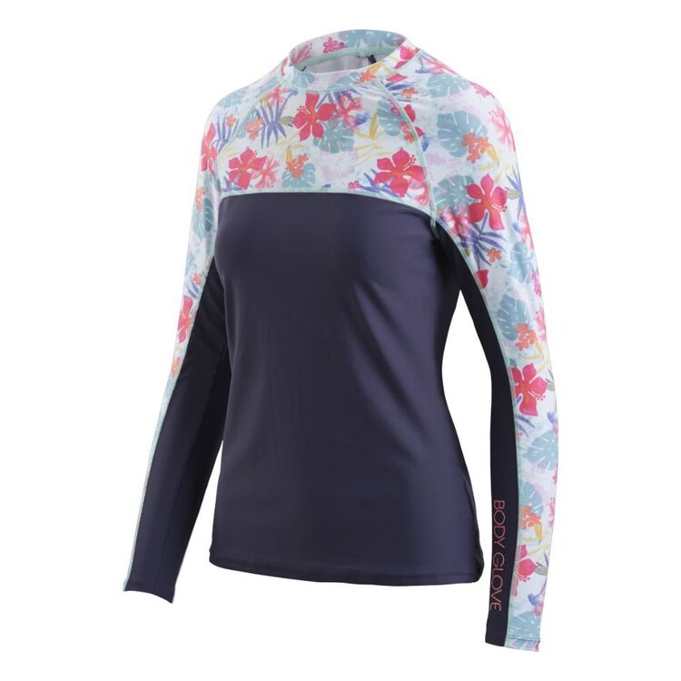 Body Glove Women's Floral Wave Crew Long Sleeve Rash Vest Navy & Print