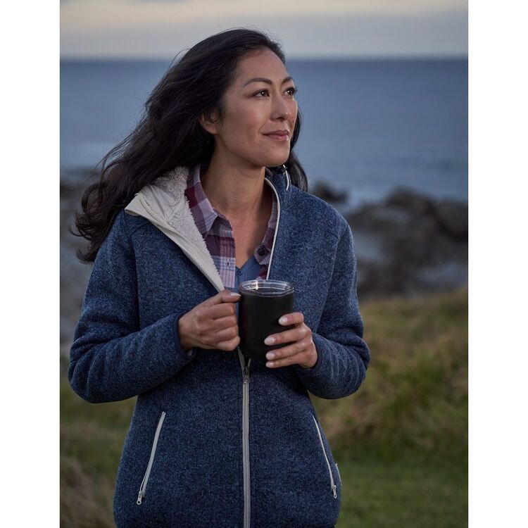 Gondwana Women's Domino Sherpa Lined Fleece Jacket Navy Marle