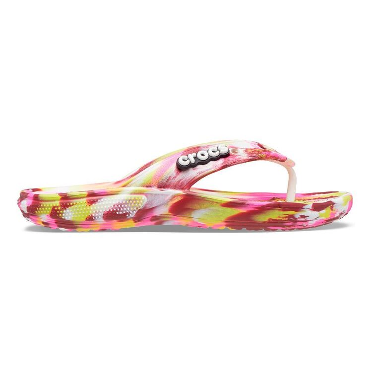 Crocs Classic Marbled Flip Thongs Electric Pink & Multicoloured