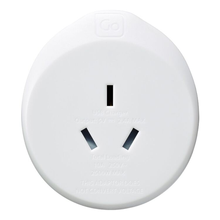 Go Travel Adaptor AUS-USA + USB White