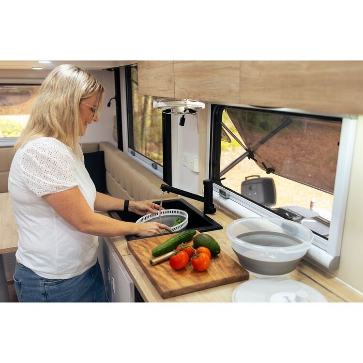 Pop Up Essentials Adjustable Colander Beige & Grey