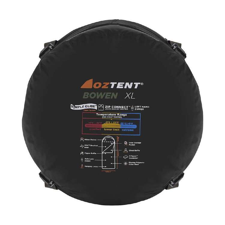 Oztent Bowen XL 1° Sleeping Bag Black/Green Black & Green
