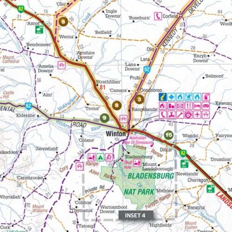 Hema Outback Queensland Map Multicoloured