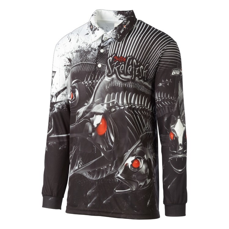 Bigfish Skelefish Sublimated Polo Shirt Black