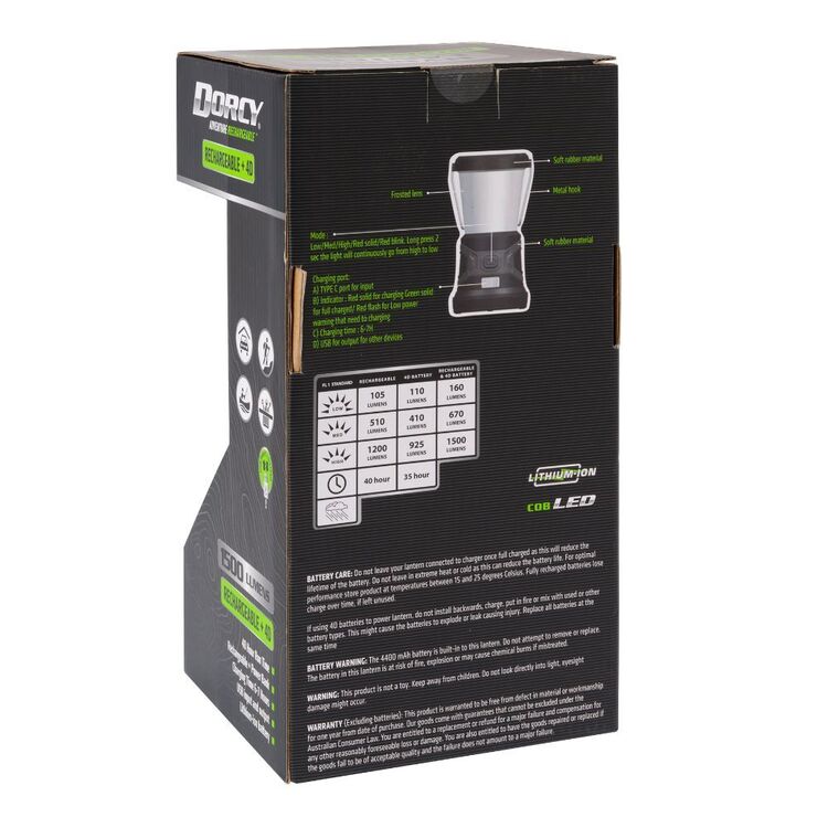 Dorcy Adventure 1500 Lumen Hybrid Recharge/4D Lantern Black 1500 Lumens