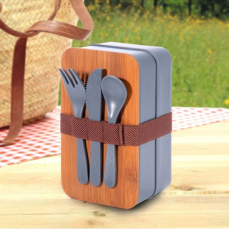 Is Gift Wheat Straw Bento Box With Cutlery Multicoloured