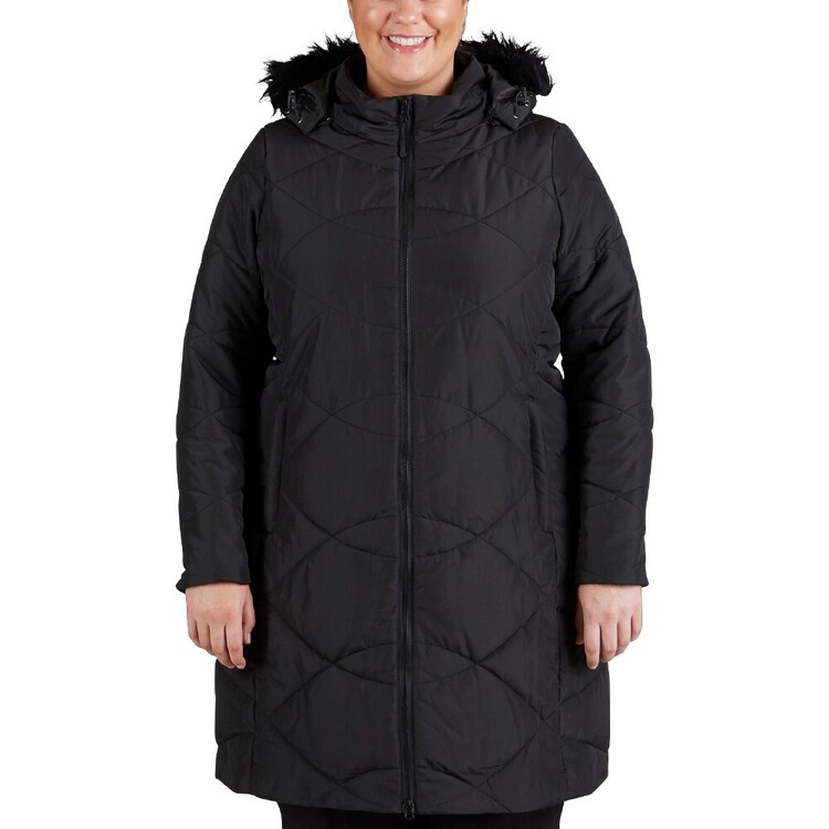 Cape Women's Harriet Long Line Plus Size Puffer Jacket Black