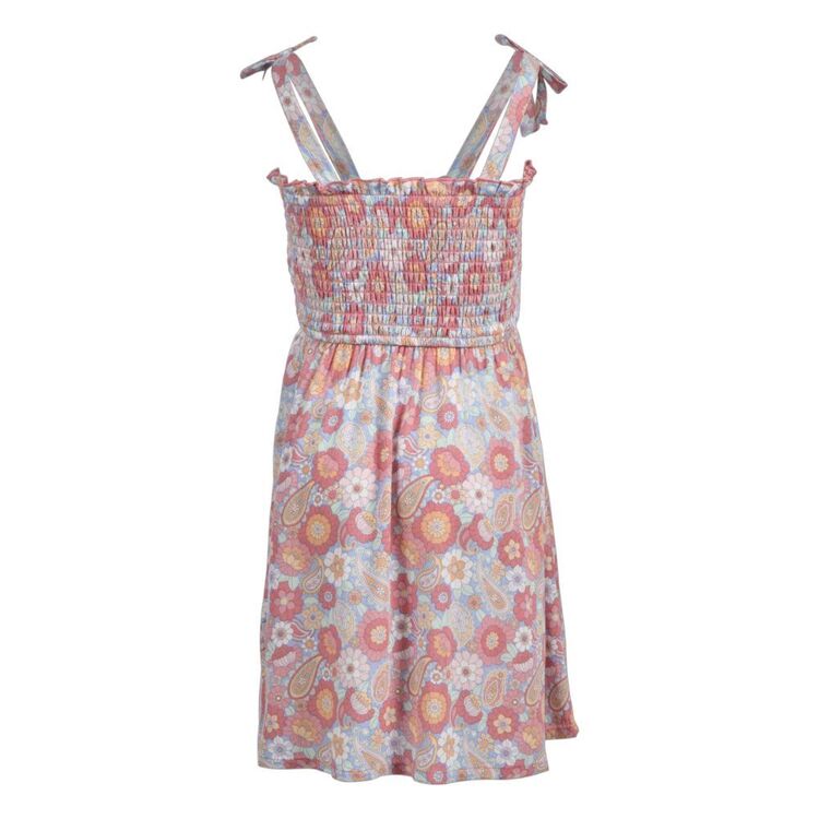 Trip In A Van Kids Shirred Dress Paisey Floral Aop
