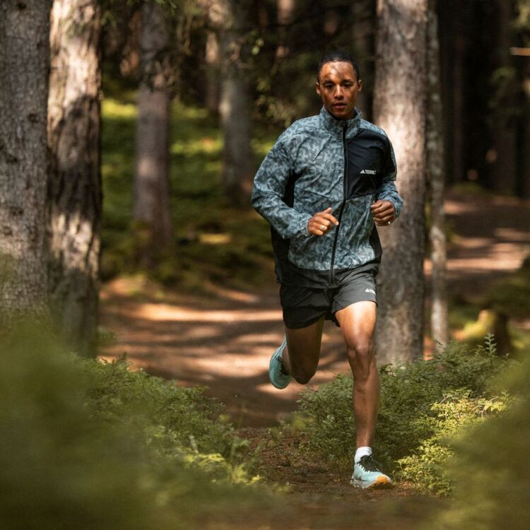 adidas Men's Terrex Run Wind Jacket Silver & Black