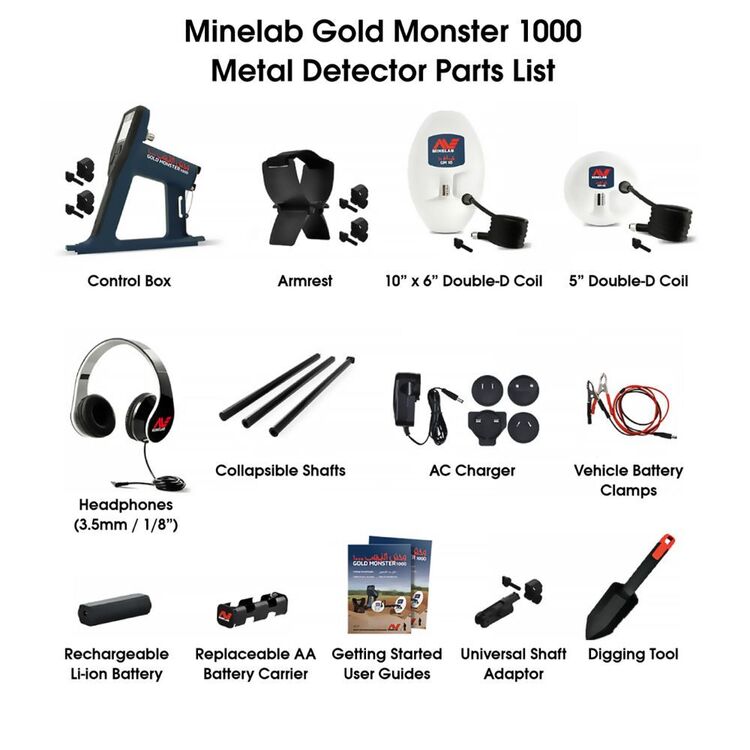 Minelab Gold Monster 1000 Dual 5” & 10”x 6” Coils Metal Detector