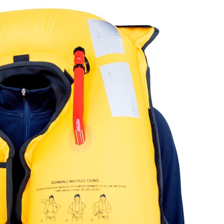 Burke Marine Adult Whip 150N Manual Inflatable PFD Lifejacket with Harness Red & Blue