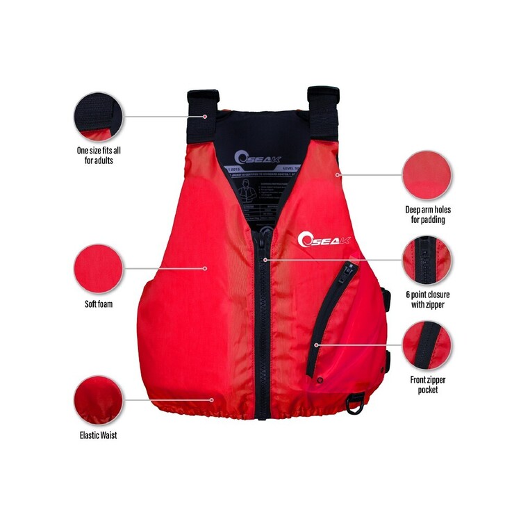 Seak L50 MF50 Kayak & Canoe PFD Red