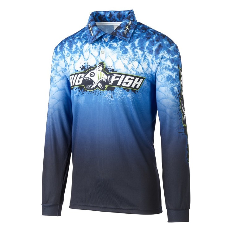 Bigfish Kids' Blue Scales Sublimated Polo Shirt