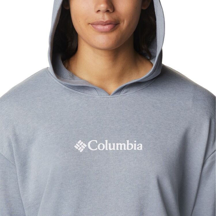 Columbia Women's French Terry Cropped Hoodie Light Grey & White