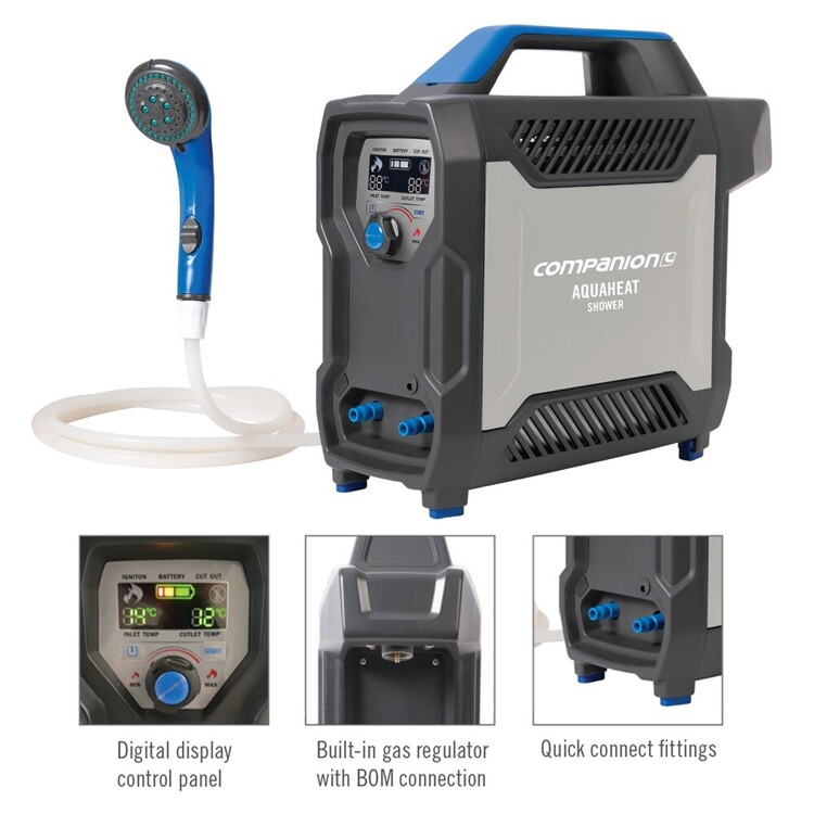 Companion Aquaheat Lithium Gas Camping Shower Grey