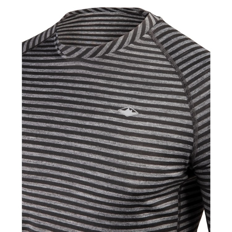 Mountain Designs Men's Merino Blend Long Sleeve Stripe Crew Black Stripe