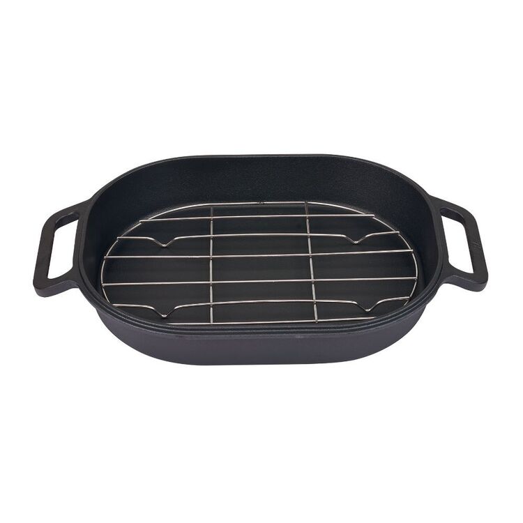 Campfire Cast Iron Oval Camp Oven 2 Piece Set Black
