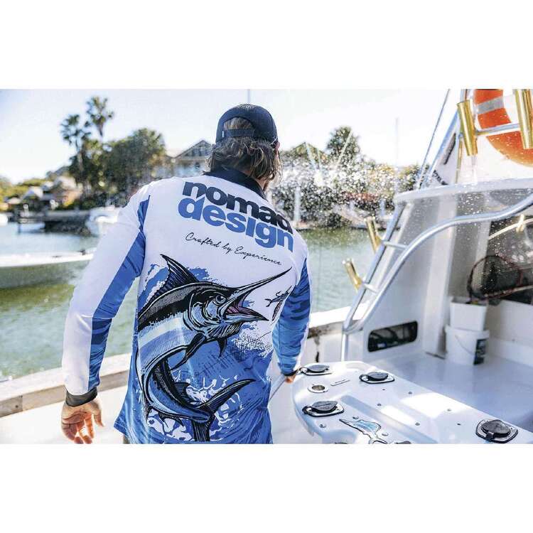 Nomad Design Mighty Marlin White Collared Fishing Shirt White