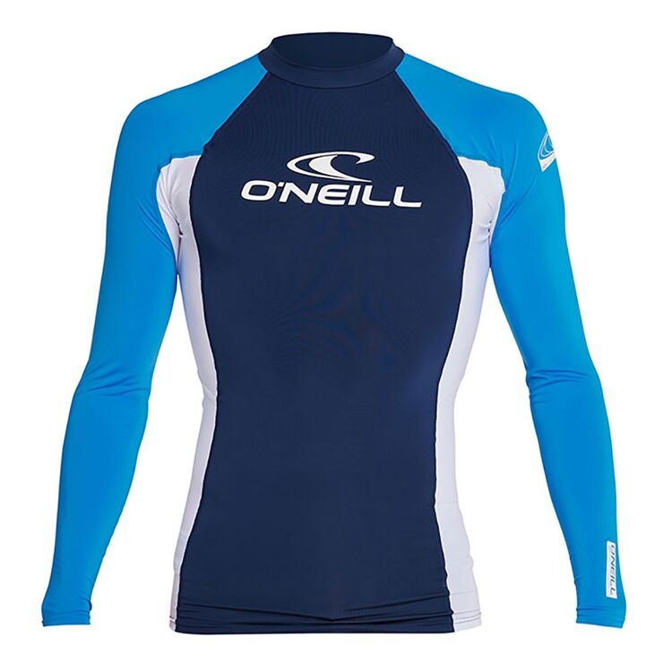 O'Neill Men's Basic Skins Long Sleeve Rash Vest Navy & White