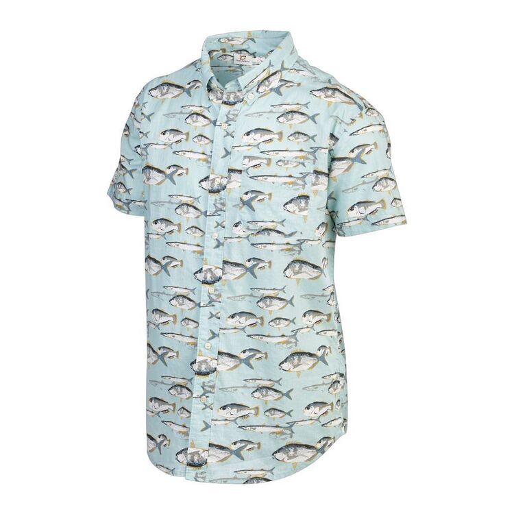 Gondwana Men's Short Sleeve Fish Shirt Light Blue