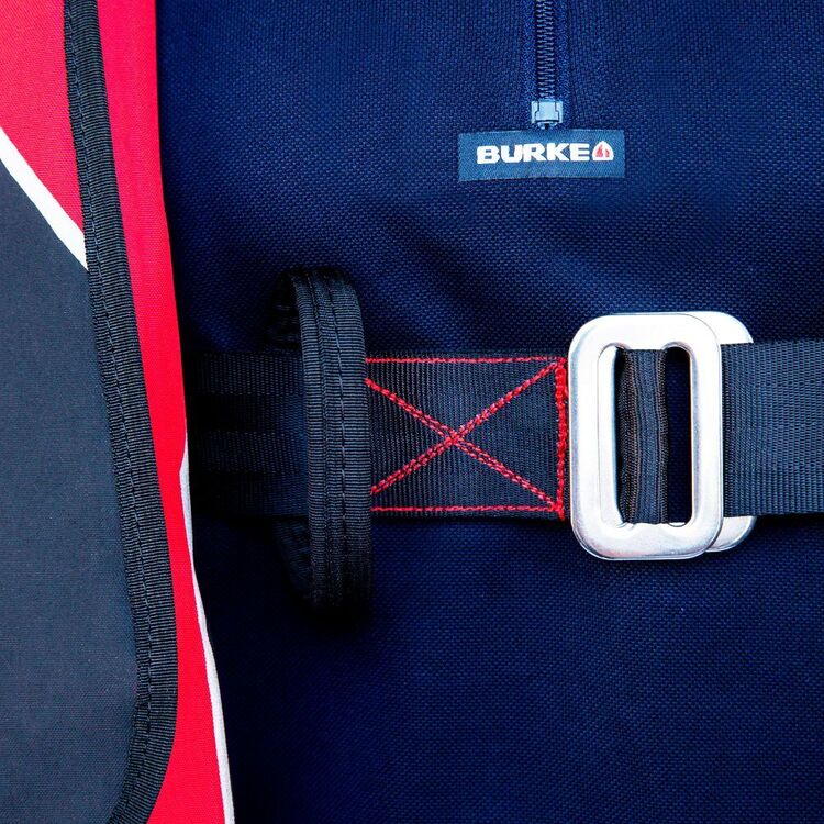 Burke Marine Adult Whip 150N Manual Inflatable PFD Lifejacket with Harness Red & Blue
