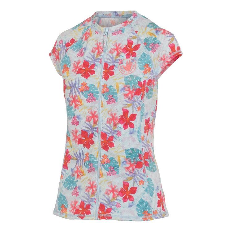 Body Glove Women's Floral Wave Full Zip Cap Sleeve Rash Vest Print
