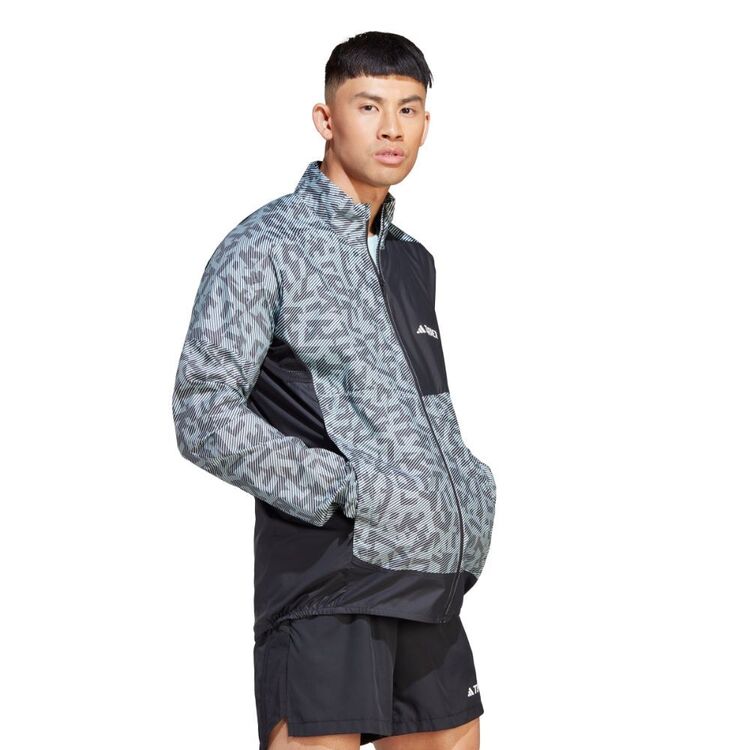 adidas Men's Terrex Run Wind Jacket Silver & Black