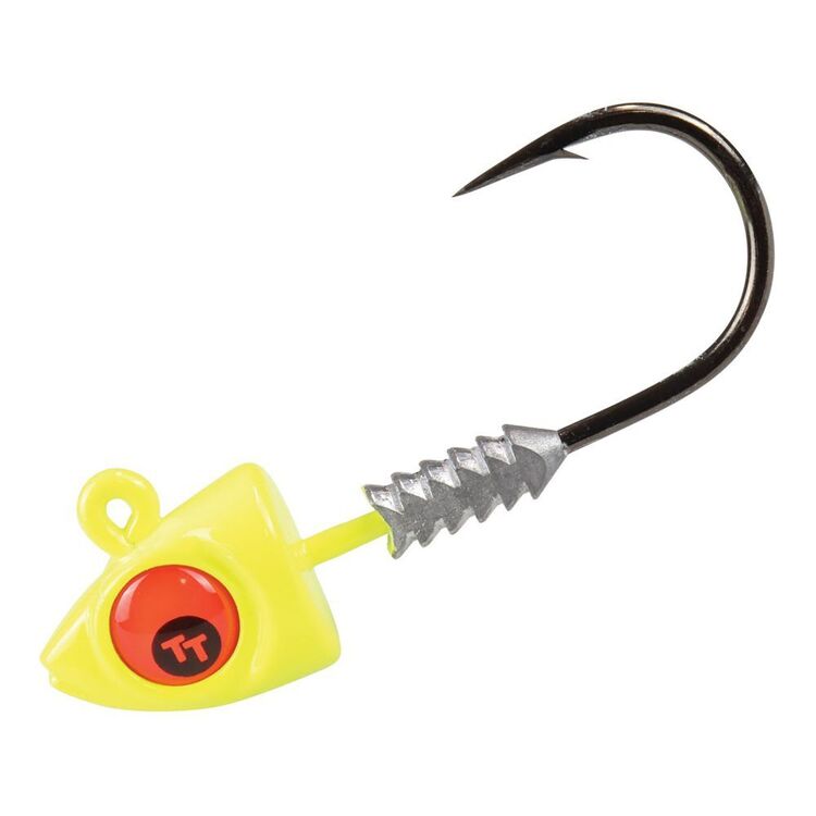 Tackle Tactics Big Eyez 3/4 OZ Jig Heads Alloy 7/0 Chartreuse & Red 3/4 oz