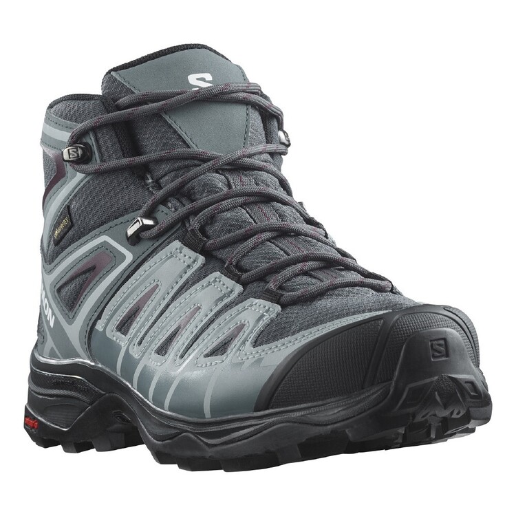 Salomon Women's X Ultra Pioneer Gore-Tex Mid Hiking Boots Ebony, Stormy Weather & Wine