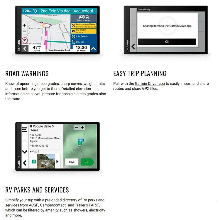 Garmin RV 795 7" RV Camper GPS Satellite Navigator Black