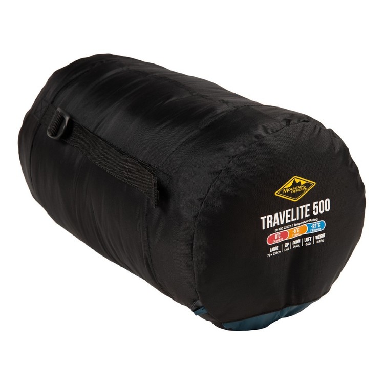 Mountain Designs Travelite 500 Large 0° Sleeping Bag Navy LHZ Reflecting Pond