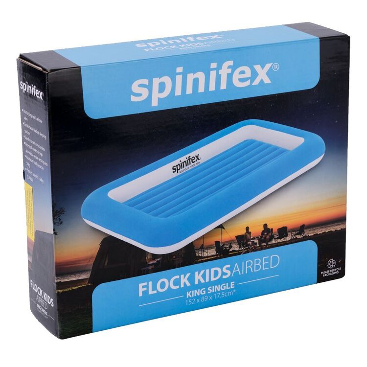 Spinifex Kids King Single Flocked Airbed Blue King Single